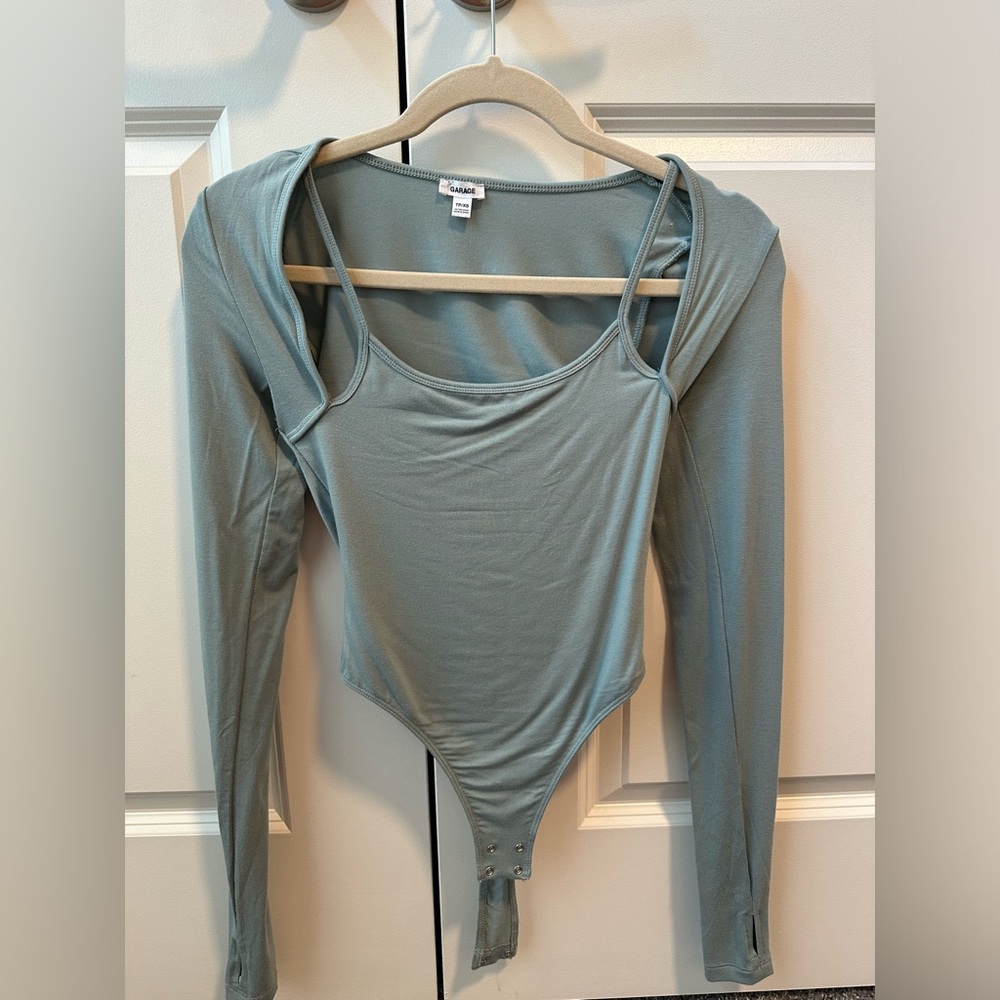 Blue/grey tank long sleeve body suit size xs